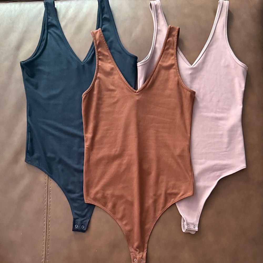 Abercrombie & Fitch Bodysuit Trio - Black, Rust, Blush